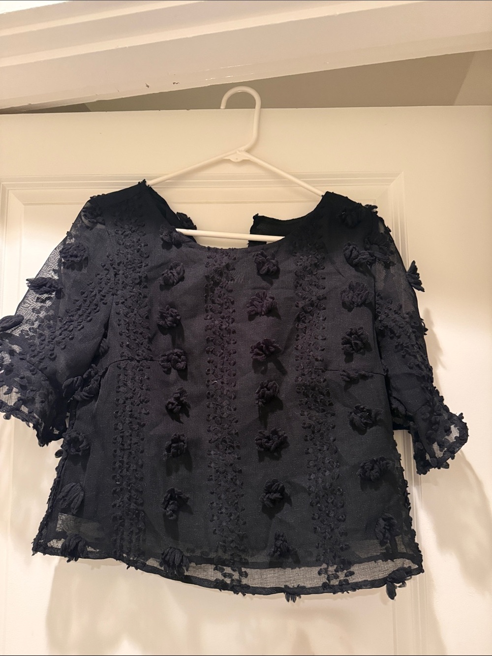 Black Floral Short Sleeve Blouse